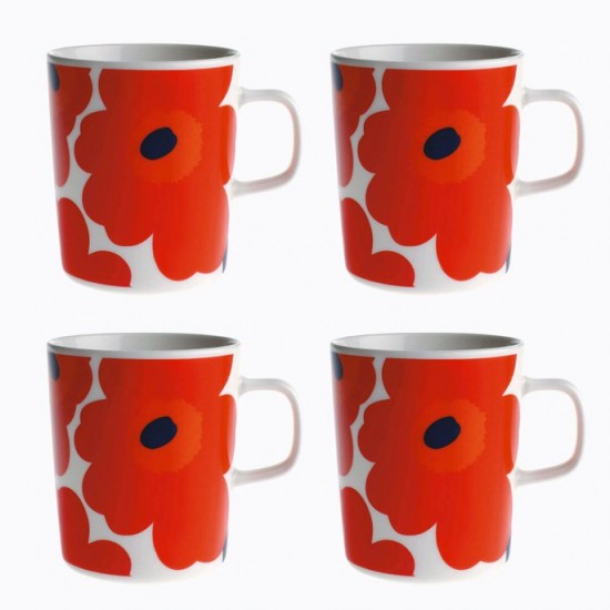 Marimekko Oiva/Unikko Mug Set - Unikko Red